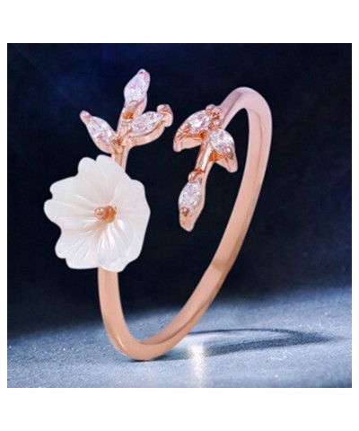 Aesthetic Rings,Women Fashion Alloy Branch Shell Flower Rhinestone Open Finger Ring Jewelry Gift 1 One Size $4.59 Rings