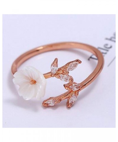 Aesthetic Rings,Women Fashion Alloy Branch Shell Flower Rhinestone Open Finger Ring Jewelry Gift 1 One Size $4.59 Rings