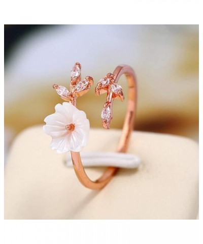 Aesthetic Rings,Women Fashion Alloy Branch Shell Flower Rhinestone Open Finger Ring Jewelry Gift 1 One Size $4.59 Rings