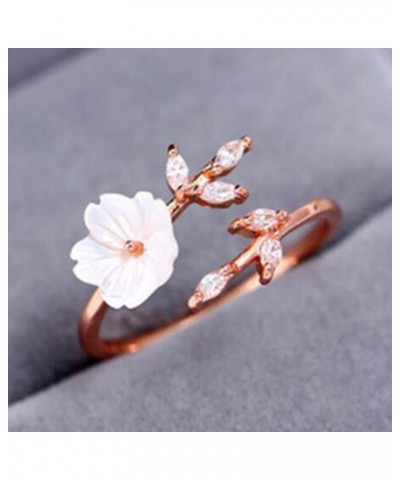 Aesthetic Rings,Women Fashion Alloy Branch Shell Flower Rhinestone Open Finger Ring Jewelry Gift 1 One Size $4.59 Rings