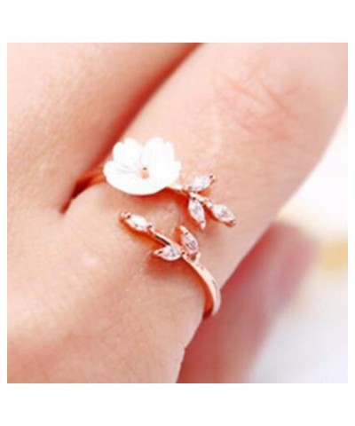 Aesthetic Rings,Women Fashion Alloy Branch Shell Flower Rhinestone Open Finger Ring Jewelry Gift 1 One Size $4.59 Rings