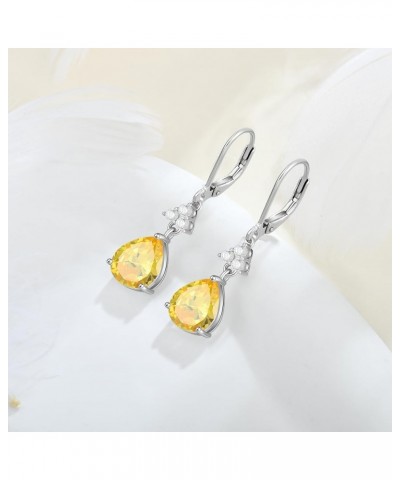 Women 925 Sterling Silver Birthstone Teardrop Dangle Drop Earrings with 5A Cubic Zirconia for Her 11-Nov-Citrine $43.34 Earrings