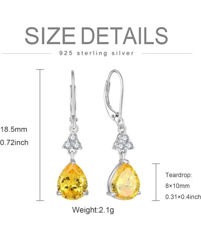 Women 925 Sterling Silver Birthstone Teardrop Dangle Drop Earrings with 5A Cubic Zirconia for Her 11-Nov-Citrine $43.34 Earrings