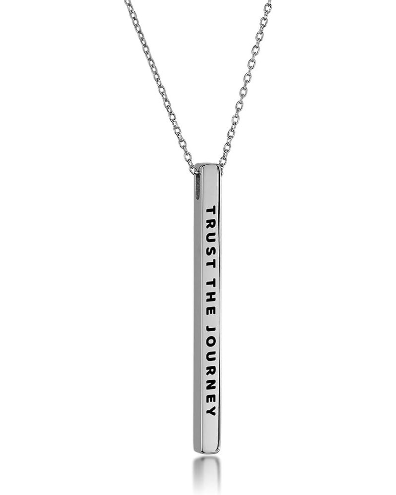 Inspirational Mantra Necklace, 42mm x 3mm Vertical Bar Pendant Jewelry, 316L Surgical Stainless Steel - NOT a Breathing Devic...