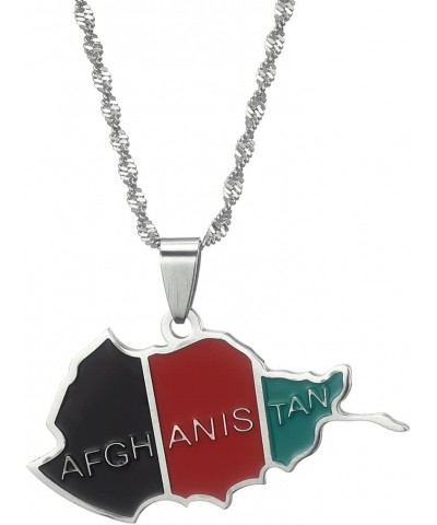 Enamel Afghanistan Map Flag Pendant Necklaces For Women Men Afghan Maps Stainless Steel Birthday Jewelry $8.52 Necklaces