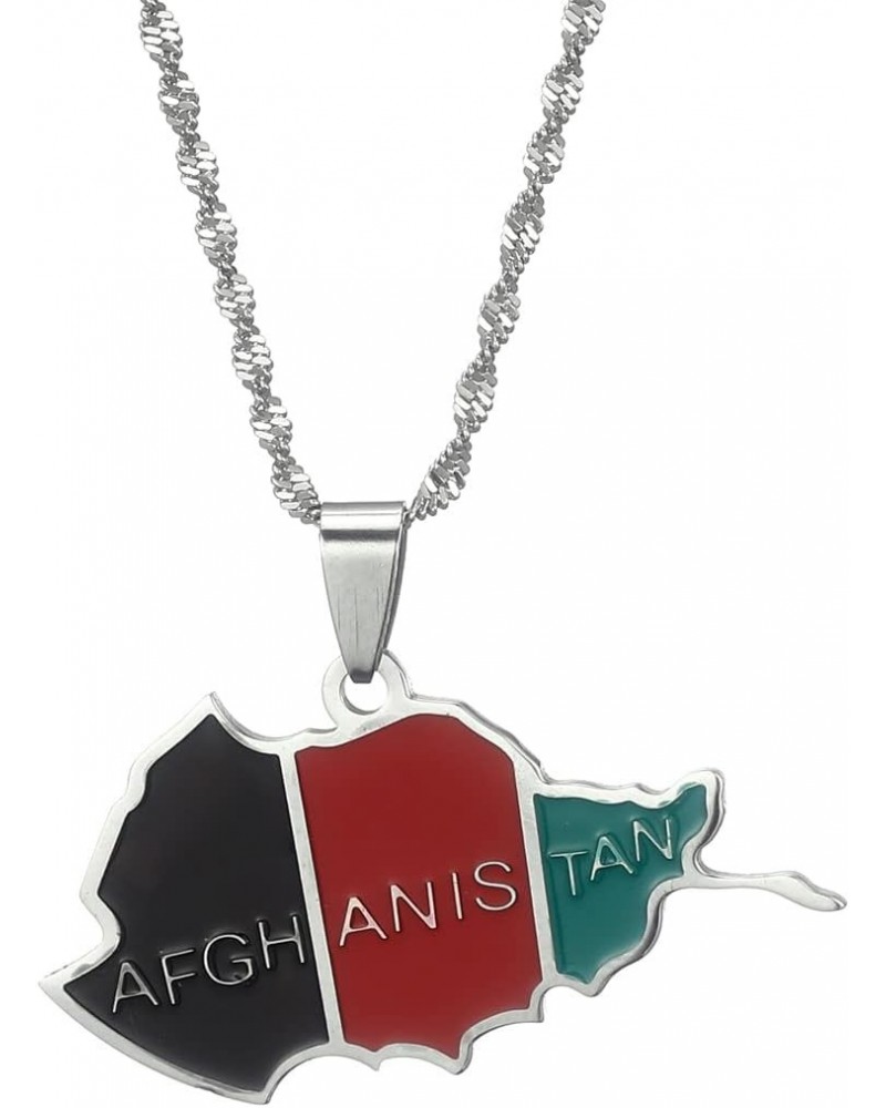 Enamel Afghanistan Map Flag Pendant Necklaces For Women Men Afghan Maps Stainless Steel Birthday Jewelry $8.52 Necklaces