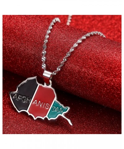 Enamel Afghanistan Map Flag Pendant Necklaces For Women Men Afghan Maps Stainless Steel Birthday Jewelry $8.52 Necklaces