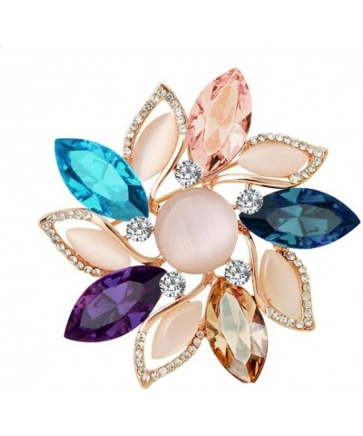 Created Crystal Brooch Crystal Rhinestone Rose Flower Fashion Pin Gift Women Girls Rose Gold Blue Bouquet Flower $8.99 Brooch...