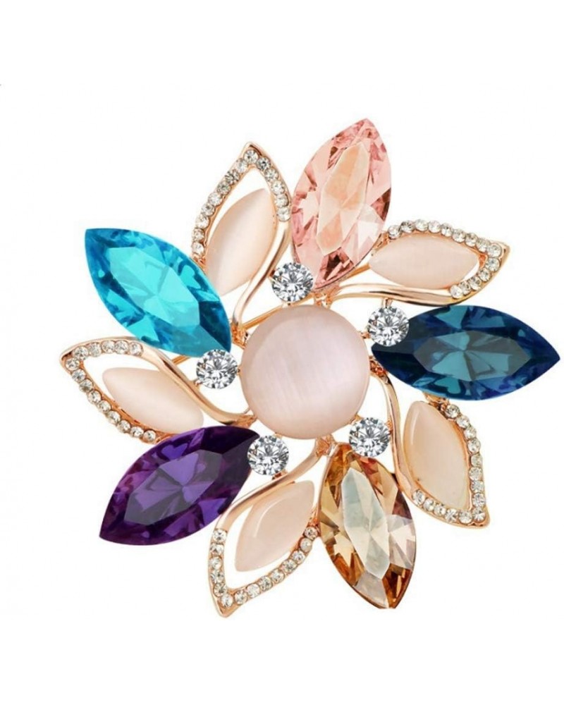 Created Crystal Brooch Crystal Rhinestone Rose Flower Fashion Pin Gift Women Girls Rose Gold Blue Bouquet Flower $8.99 Brooch...