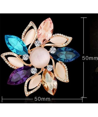 Created Crystal Brooch Crystal Rhinestone Rose Flower Fashion Pin Gift Women Girls Rose Gold Blue Bouquet Flower $8.99 Brooch...