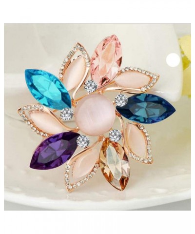 Created Crystal Brooch Crystal Rhinestone Rose Flower Fashion Pin Gift Women Girls Rose Gold Blue Bouquet Flower $8.99 Brooch...