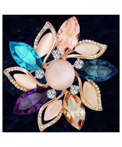 Created Crystal Brooch Crystal Rhinestone Rose Flower Fashion Pin Gift Women Girls Rose Gold Blue Bouquet Flower $8.99 Brooch...