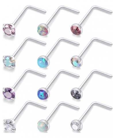 18G 20G 22G Surgical Steel Nose Rings Studs CZ Opal 1.5mm 2mm 2.5mm 3mm for Women Men 12Pcs 20G----L Shaped----Opal/CZ 2MM $9...