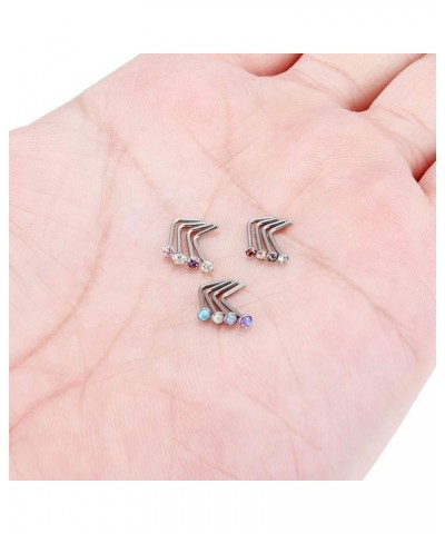 18G 20G 22G Surgical Steel Nose Rings Studs CZ Opal 1.5mm 2mm 2.5mm 3mm for Women Men 12Pcs 20G----L Shaped----Opal/CZ 2MM $9...