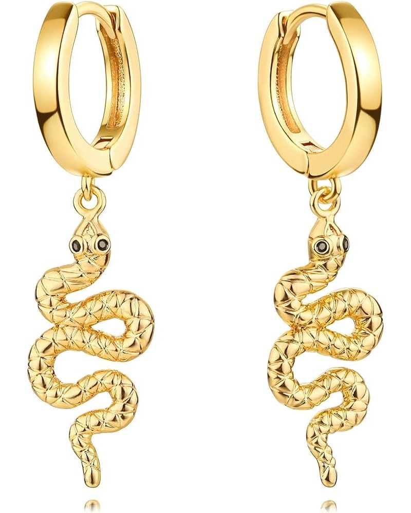 Dainty Gold Dangle Earrings 14K Gold Plated Simple Cute Ankh Cross Hoop Huggie Earring Jewelry for Women Python $10.58 Earrings