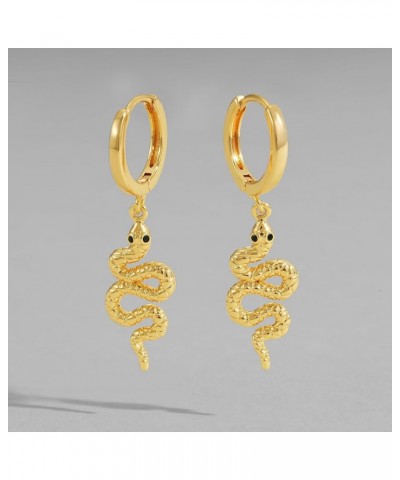 Dainty Gold Dangle Earrings 14K Gold Plated Simple Cute Ankh Cross Hoop Huggie Earring Jewelry for Women Python $10.58 Earrings