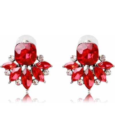 Vintage Crystal Drop Cluster Earrings Rhinestone Statement Earrings Fancy Crystal Cluster Earrings for Women Red $8.39 Earrings