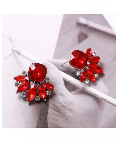 Vintage Crystal Drop Cluster Earrings Rhinestone Statement Earrings Fancy Crystal Cluster Earrings for Women Red $8.39 Earrings