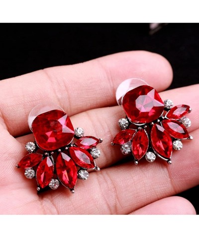 Vintage Crystal Drop Cluster Earrings Rhinestone Statement Earrings Fancy Crystal Cluster Earrings for Women Red $8.39 Earrings