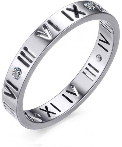 Stainless Steel CZ Roman Numeral Love Weeding Ring Band for Women Girls,Rose Gold Plated/Silver Silver $11.59 Rings