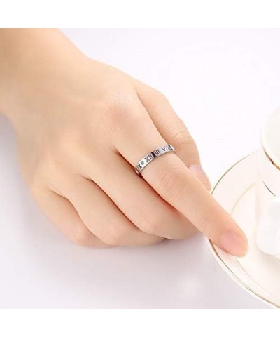 Stainless Steel CZ Roman Numeral Love Weeding Ring Band for Women Girls,Rose Gold Plated/Silver Silver $11.59 Rings