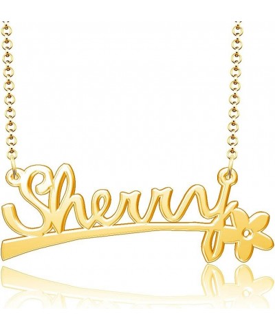 24k Gold Plated Flower Personalized Nameplate Custom Name Necklace Sherry $12.65 Necklaces