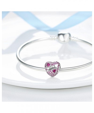 Birthstone Charms fit for European charm Bracelets Charms 925 Sterling Silver Heart Bead Happy Birthday Charms for Women July...