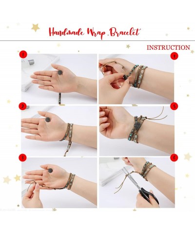 Women Boho Handmade Natural Stone Crystal Leather Bead Wrap Bracelets Collection Green Aventurine 3W $14.76 Bracelets