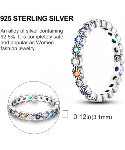 Silver Ring 925 Silver Rings for Women Colorful Cubic Zirconia Ring Wide Set Ring for Women Fashion Ring as Gift Ring Sterlin...