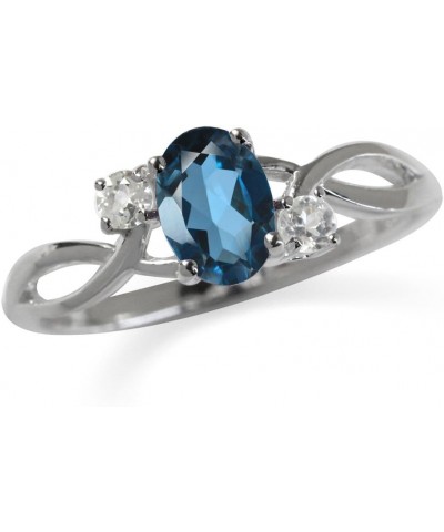 7x5mm Oval Shape White Gold Plated 925 Sterling Silver Engagement Ring Genuine London Blue Topaz 8 $11.83 Rings