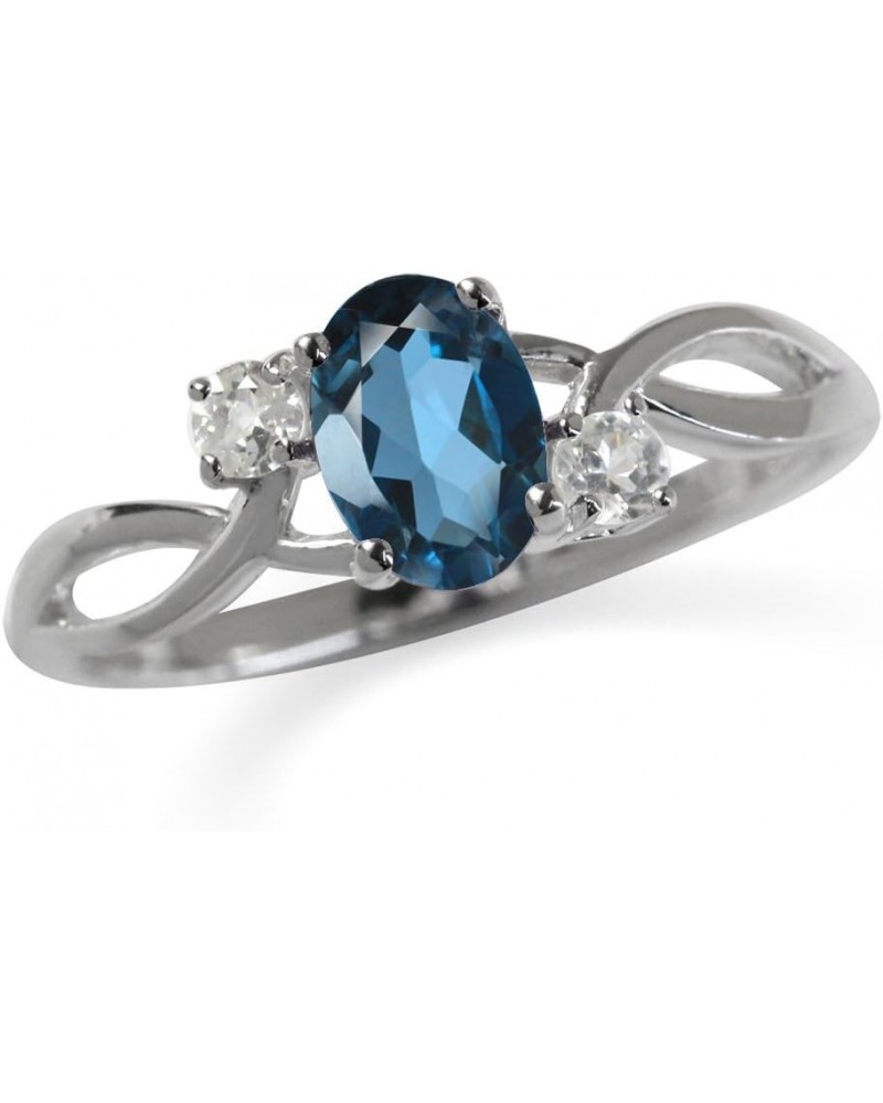 7x5mm Oval Shape White Gold Plated 925 Sterling Silver Engagement Ring Genuine London Blue Topaz 8 $11.83 Rings