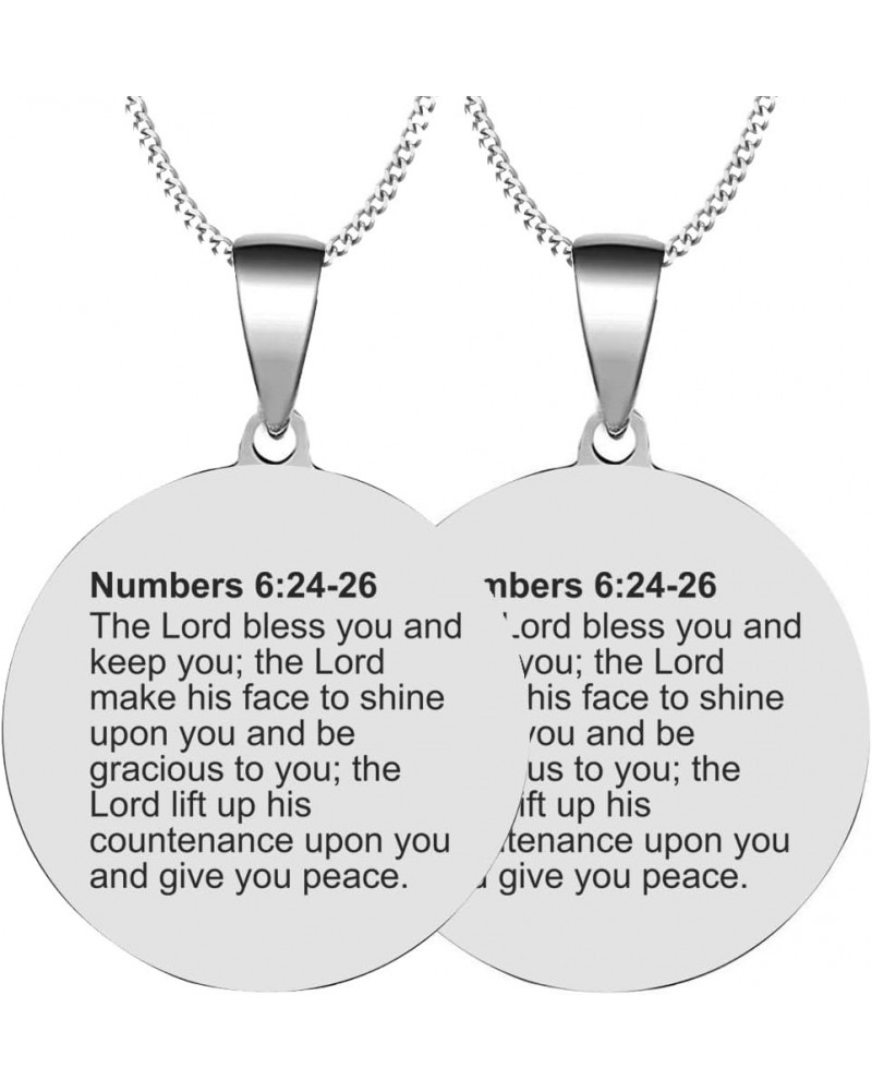 2PCS Custom Personalized Engraved Bible Verse For Birthdays Stainless Steel Jewelry Pendant Necklace Chain Numbers 6:24-26 2X...