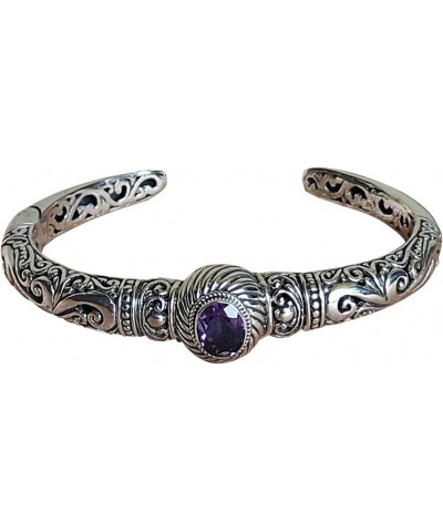 Bali Ethnic Sterling Silver Bracelet with Amethys stone B1 $57.20 Bracelets