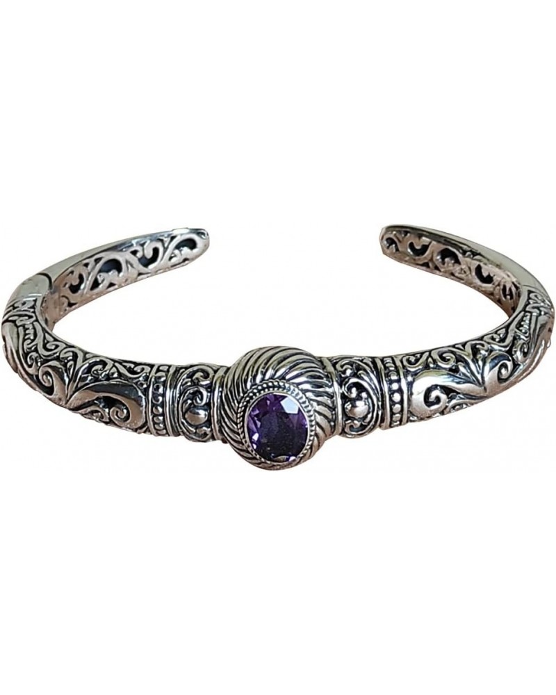 Bali Ethnic Sterling Silver Bracelet with Amethys stone B1 $57.20 Bracelets