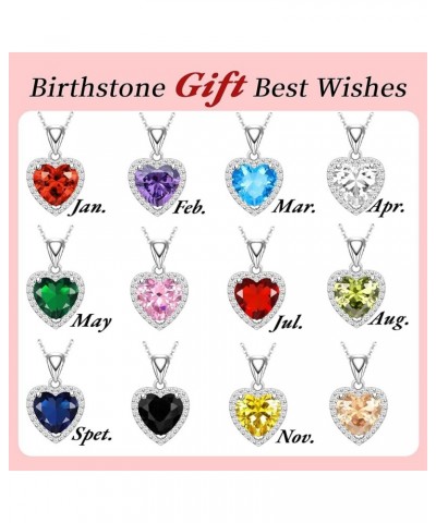 Love Heart Pendant Necklaces for Women Girls Cubic Zirconia Birthstone Gift Valentine's Day/Mother's Day/Christmas/Anniversar...