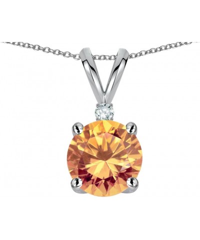 Solid 10k Gold Classic One Stone Round 7mm Pendant Necklace Simulated Imperial Yellow Topaz Yellow Gold $70.95 Necklaces