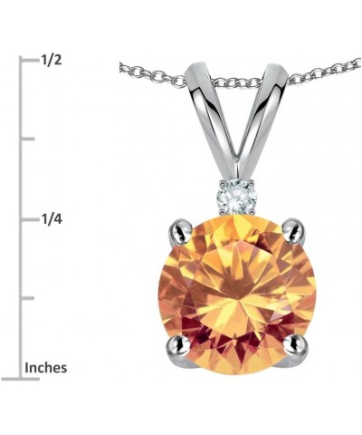 Solid 10k Gold Classic One Stone Round 7mm Pendant Necklace Simulated Imperial Yellow Topaz Yellow Gold $70.95 Necklaces