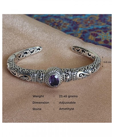 Bali Ethnic Sterling Silver Bracelet with Amethys stone B1 $57.20 Bracelets