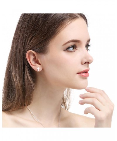 3 Pairs Women Men Cross Stud Earrings Black Gold Silver Stainless Steel Earrings Set Gold+Silver+Black $5.19 Earrings