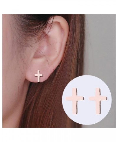 3 Pairs Women Men Cross Stud Earrings Black Gold Silver Stainless Steel Earrings Set Gold+Silver+Black $5.19 Earrings