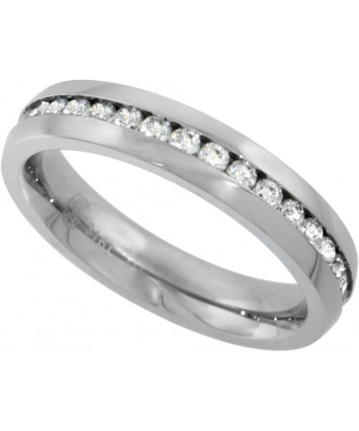 Surgical Stainless Steel Ladies 4mm CZ Eternity Ring Wedding Band Thin Comfort fit, Sizes 5-9 $18.30 Bracelets