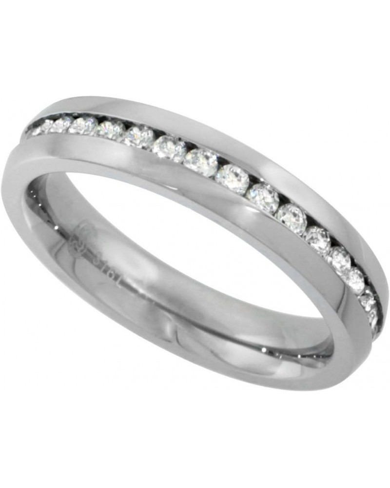 Surgical Stainless Steel Ladies 4mm CZ Eternity Ring Wedding Band Thin Comfort fit, Sizes 5-9 $18.30 Bracelets