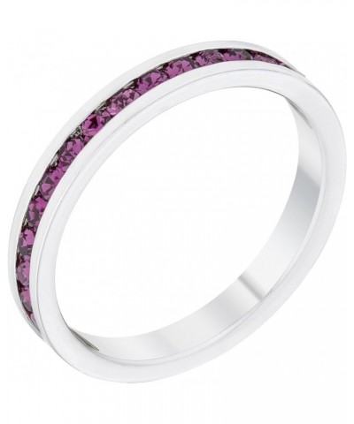 Stylish Birthstone Stackables Swarovski Crystal Eternity Bands Amethyst -February $10.19 Rings