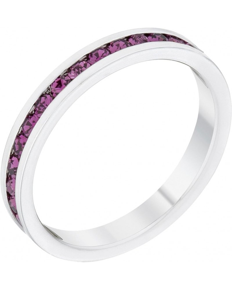 Stylish Birthstone Stackables Swarovski Crystal Eternity Bands Amethyst -February $10.19 Rings