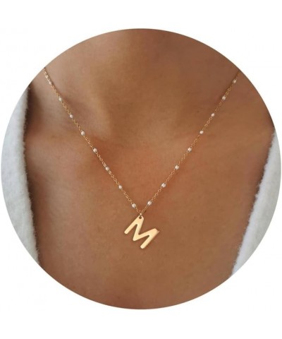 Gold Initial Necklace for Women - Gold Jewelry for Women, Gold Letter Beaded Necklace for Women Trendy, Gold Choker Necklace ...