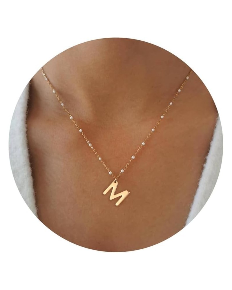 Gold Initial Necklace for Women - Gold Jewelry for Women, Gold Letter Beaded Necklace for Women Trendy, Gold Choker Necklace ...