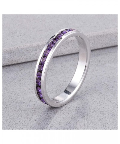 Stylish Birthstone Stackables Swarovski Crystal Eternity Bands Amethyst -February $10.19 Rings