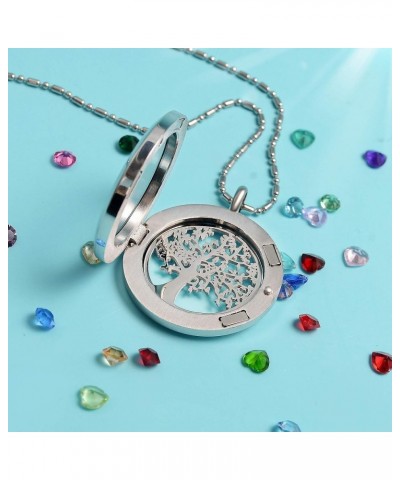 Family Tree of Life Floating Charm Locket Necklace for Women with Birthstones Living Memory Pendant DIY Stainless Steel Jewel...