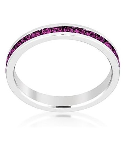 Stylish Birthstone Stackables Swarovski Crystal Eternity Bands Amethyst -February $10.19 Rings