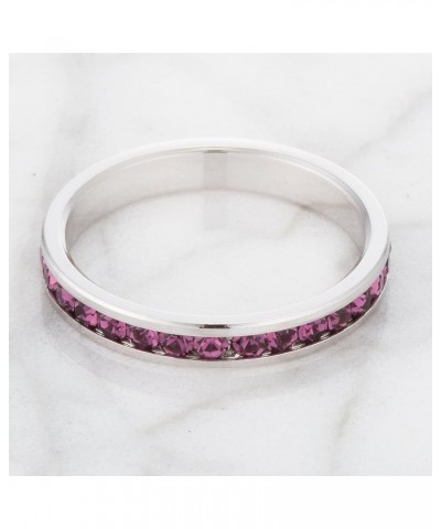 Stylish Birthstone Stackables Swarovski Crystal Eternity Bands Amethyst -February $10.19 Rings